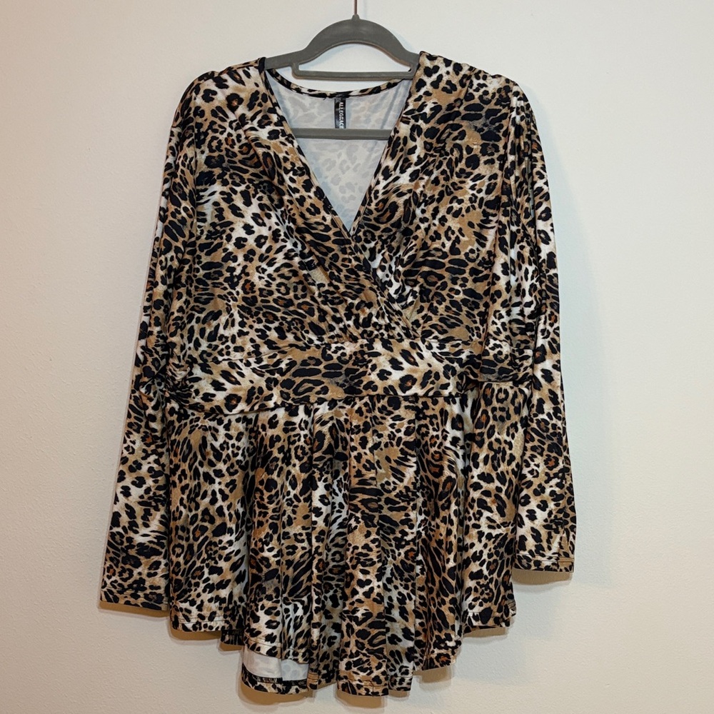 Stylish Leopard Print Wrap Blouse